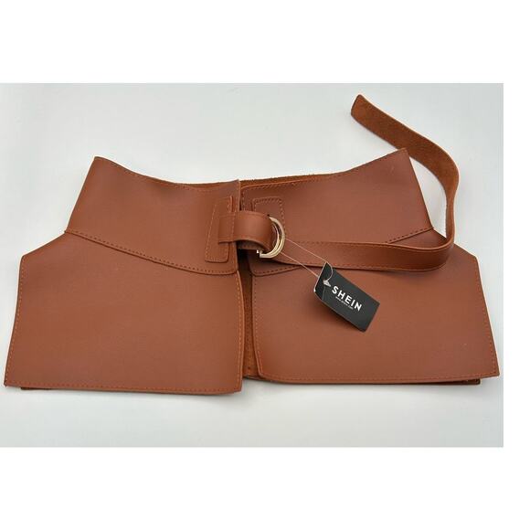 NWT Shien Women's Faux Leather Camel Color Wide Waist Belt  45 in length - Picture 1 of 5